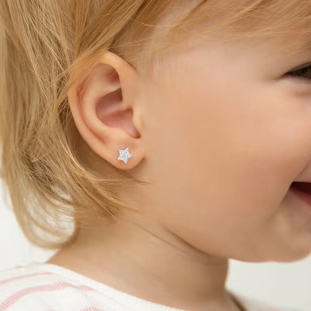 Sparkling Stars Baby/Toddler/Kids Earrings Sterling Silver