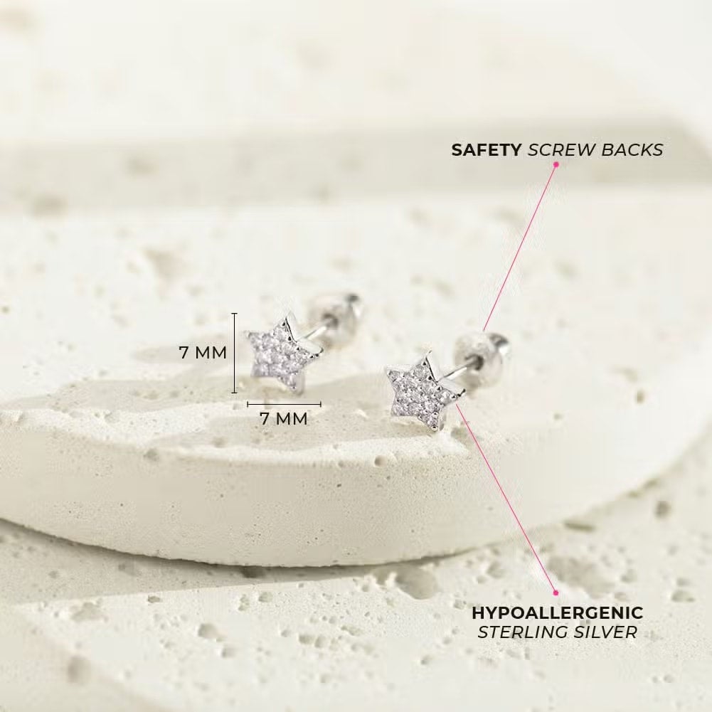 Sparkling Stars Baby/Toddler/Kids Earrings Sterling Silver Sparkling Stars Baby/Toddler/Kids Earrings Sterling Silver